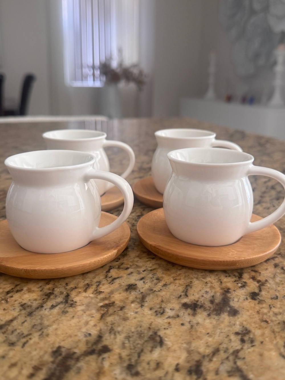 White Ceramic Round Espresso Cups - Set of 4